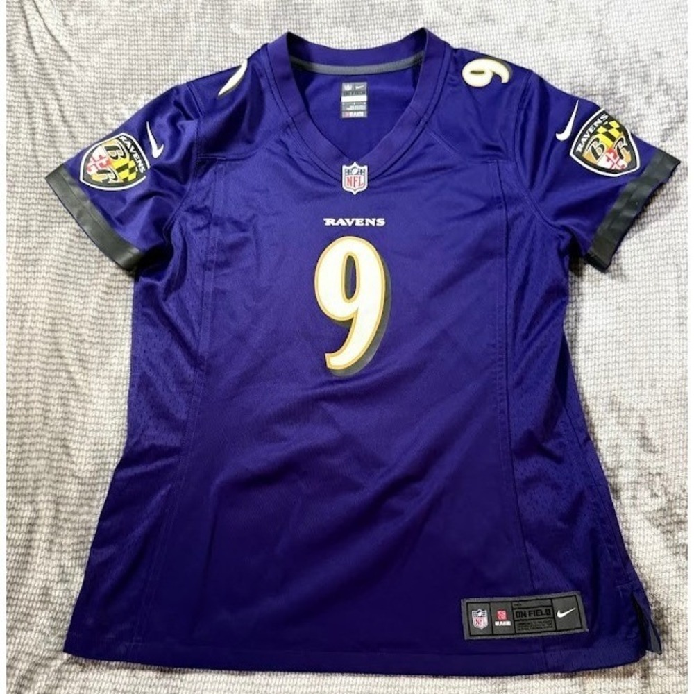 Nike Baltimore Ravens Justin Tucker #9 NFL Jersey Purple Womens Large L On Field